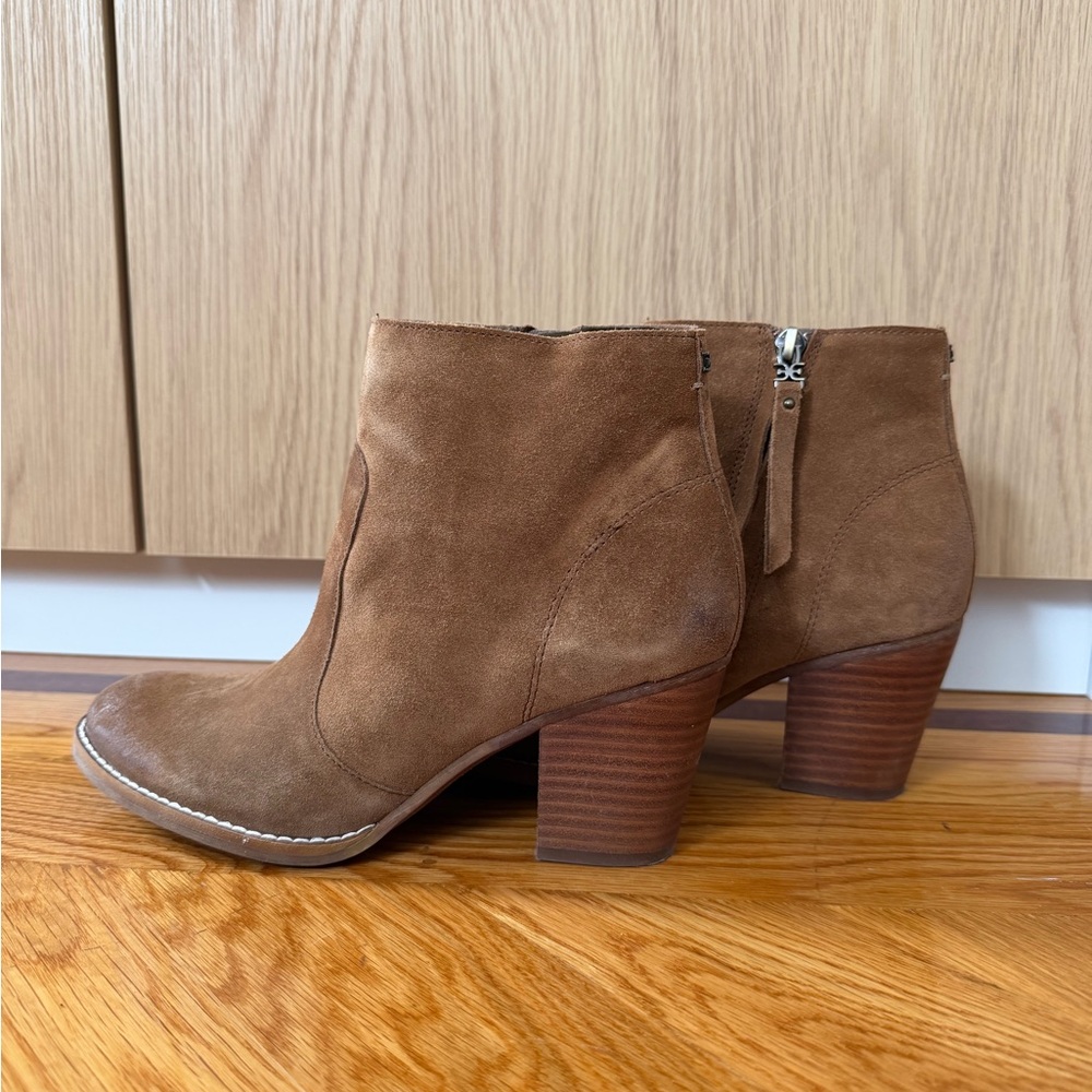 Sam Edelman Women's Brown Suede Ankle Bootie with Block Heel - Size 8
